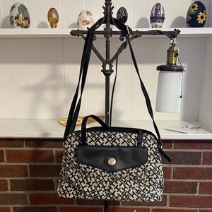 Tommy Hilfiger Black and White Shoulder Bag